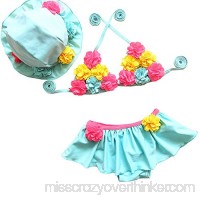 Lisianthus Little Girls' Swimwear Bikini 3-Piece Flowers Ruffled Swimsuit Sky Blue B01E37I4JY